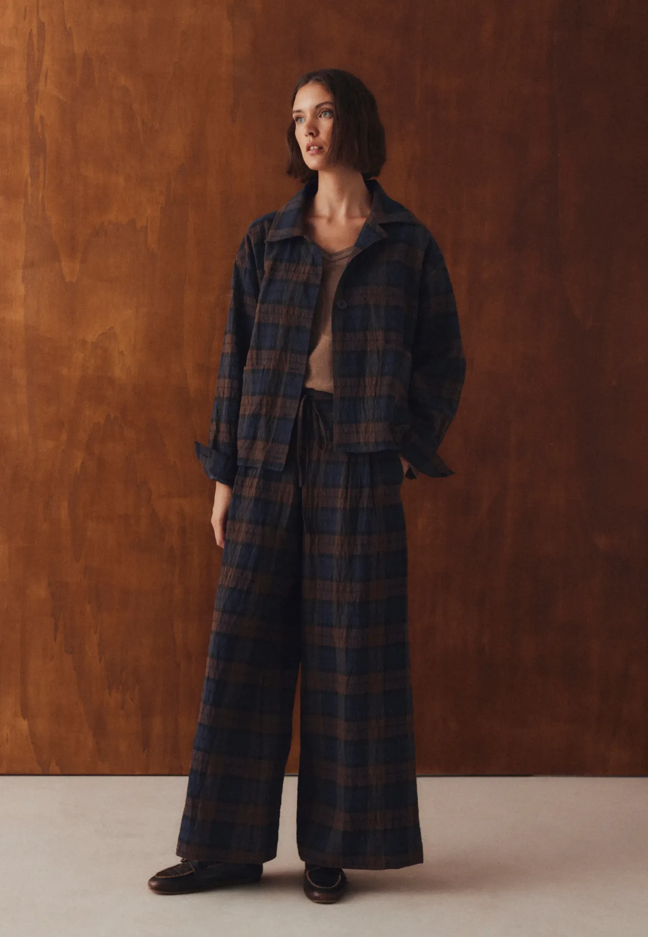 [1P6871TODI26W36/XSUN] PANTALON ANCHO CUADROS (XS/36)