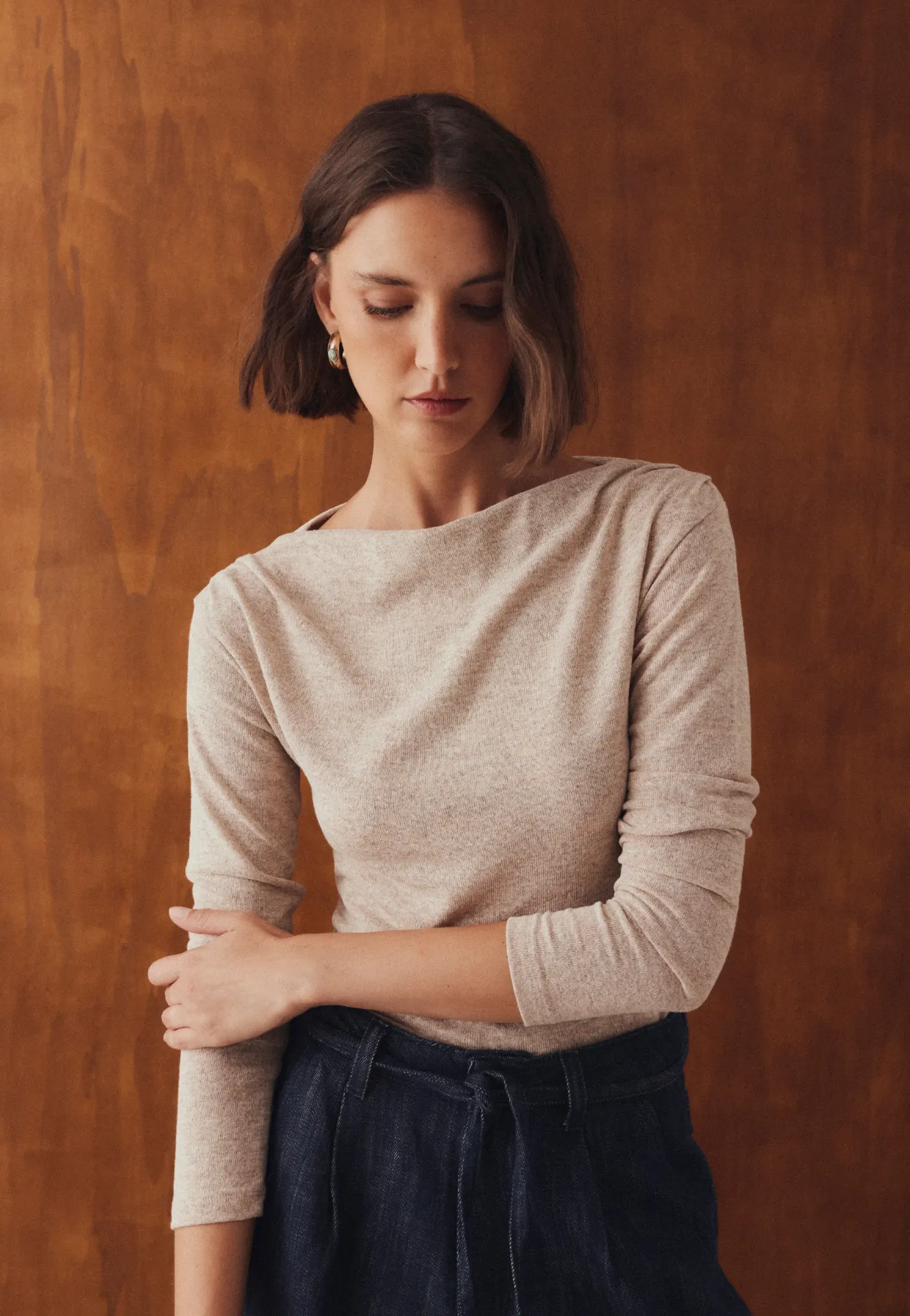[1S6981MIDI26W36/XSCU] JERSEY FINO FRUNCES (XS/36, CRUDO)